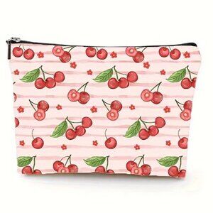 Cosmetic Bag Makeup Cherries Fruit Fun Clutch Pouch Travel Storage Cherry Bomb